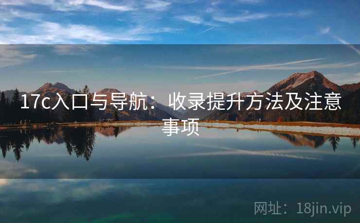 17c入口与导航：收录提升方法及注意事项