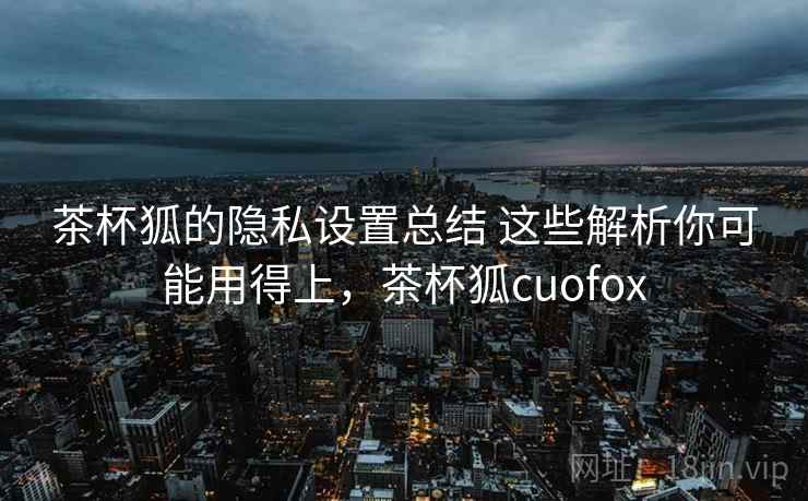 茶杯狐的隐私设置总结 这些解析你可能用得上，茶杯狐cuofox