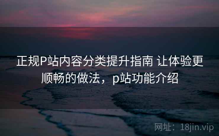 正规P站内容分类提升指南 让体验更顺畅的做法,p站功能介绍 正规P站内容分类提升指南 让体验更顺畅的做法,p站功能介绍